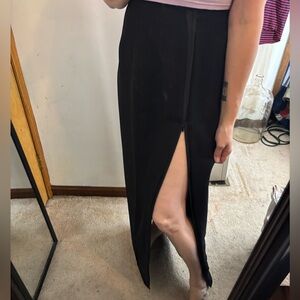 Joseph Ribkoff Black Tuxedo Trim Full Zip Maxi Skirt